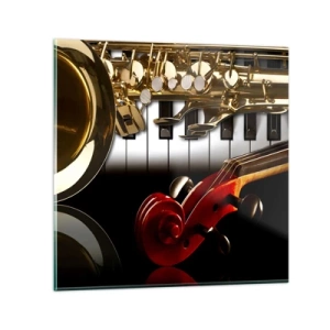 Quadro su vetro - Metallo, legno e avorio - 40x40 cm