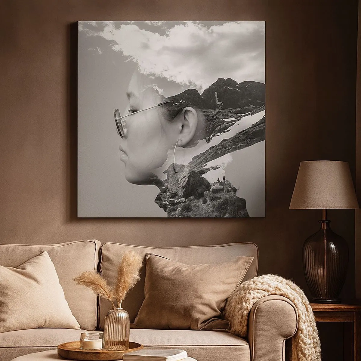 Quadro su tela - Stampe su Tela - Ritratto montano nuvoloso - 30x30 cm