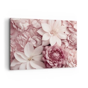 Quadro su tela - Stampe su Tela - Fiori nelle tonalità del rosa e del bianco in un approccio artistico - 100x70cm - Nei petali di rosa - Decorazione murale moderna per soggiorno e camera da letto ARTTOR