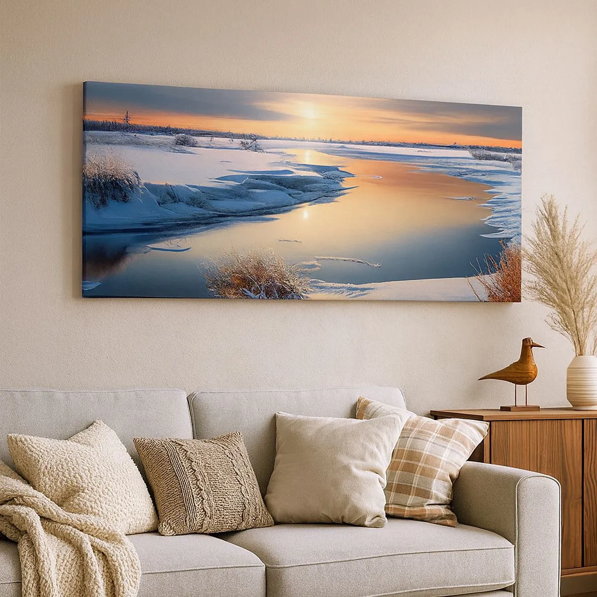 Quadro su tela - Stampe su Tela - Tramonto invernale - 100x40 cm