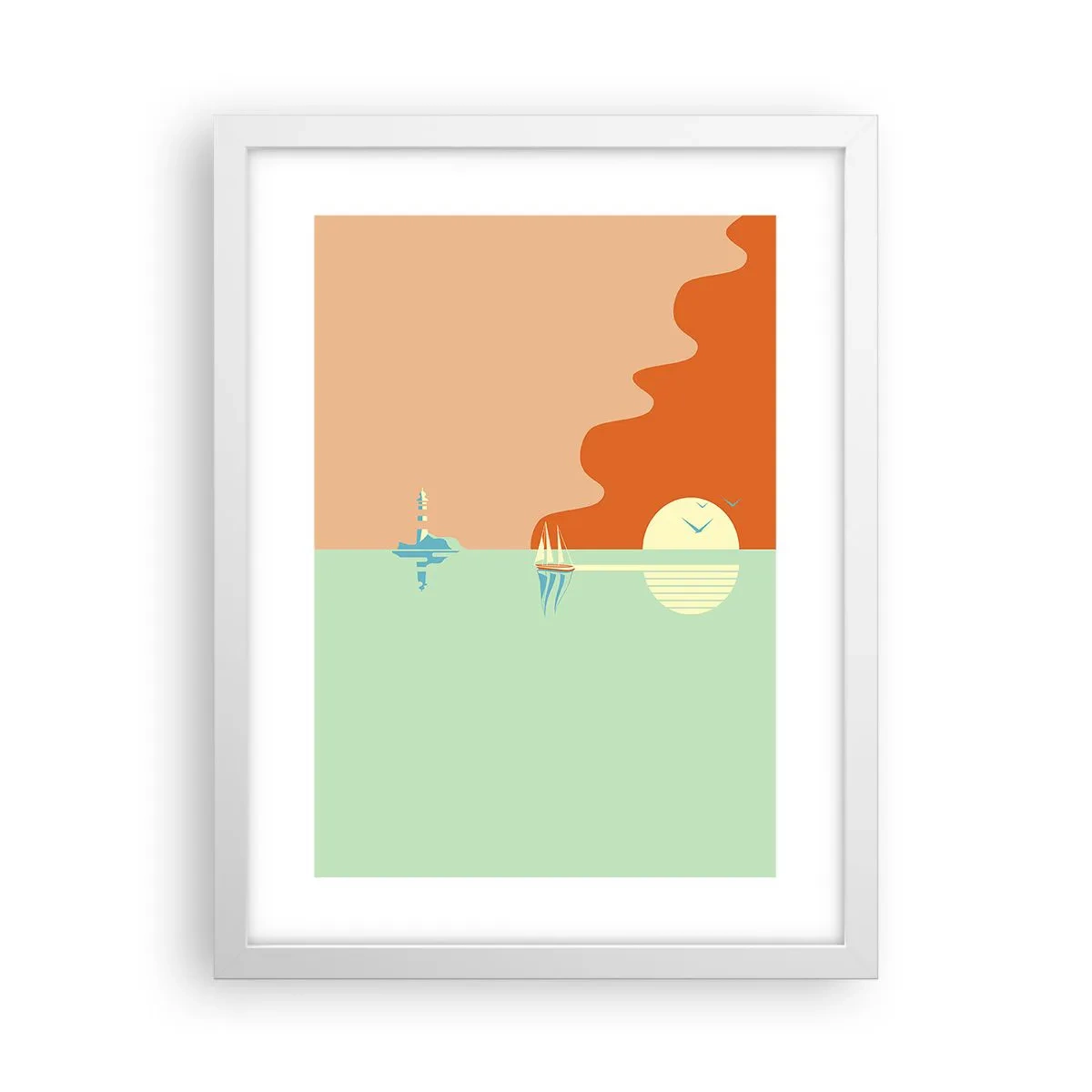 Poster in cornice bianca - Ideale paesaggio marittimo - 30x40 cm