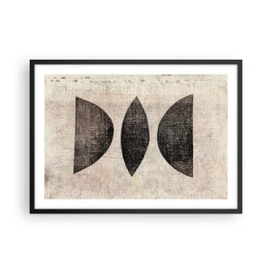 Poster in cornice nera - Forme etniche in toni scuri su sfondo chiaro - 70x50cm - Astrazione etnica - Decorazione murale moderna per soggiorno e camera da letto ARTTOR
