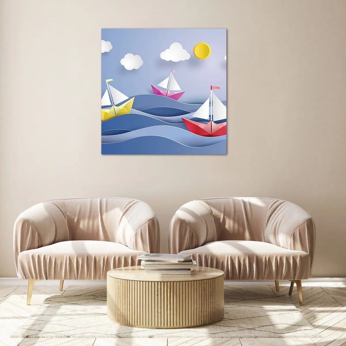 Quadro su vetro - Come è bello dondolare tra le onde - 50x50 cm