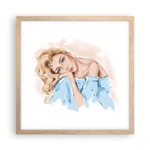 Poster in cornice rovere chiaro - Sognante nel blu - 40x40 cm