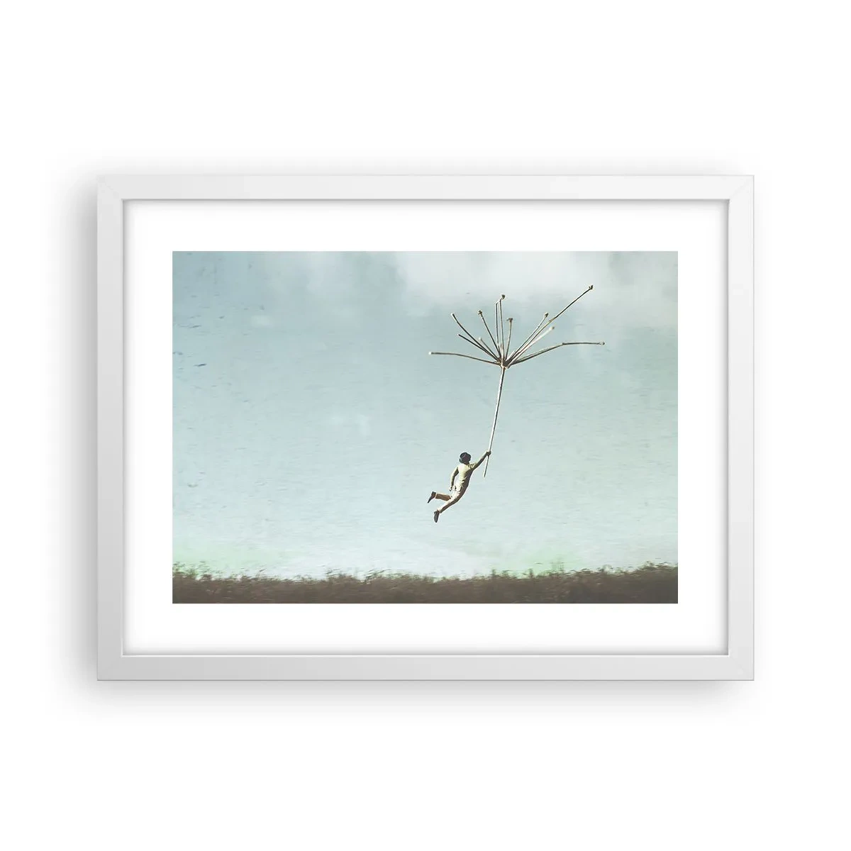 Poster in cornice bianca - Aquiloni, denti di leone, vento - 40x30 cm