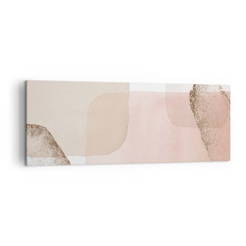 Quadro su tela - Stampe su Tela - Macchie pastello con elementi dorati - 140x50cm - Incontro attraverso il colore - Decorazione murale moderna per soggiorno e camera da letto ARTTOR