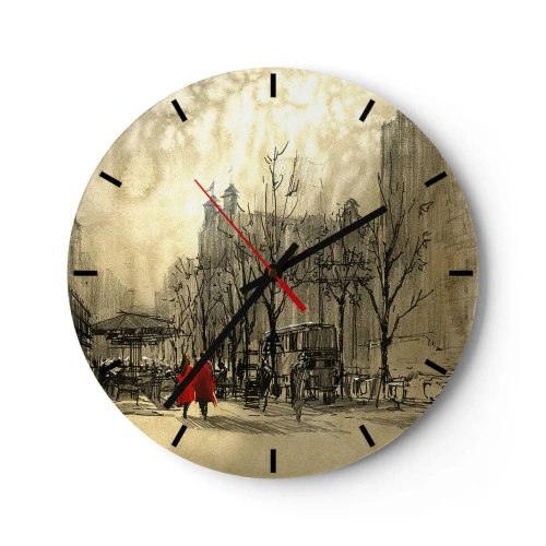 Orologio da parete - Orologio in Vetro - Appuntamento nella nebbia di Londra  - 40x40 cm