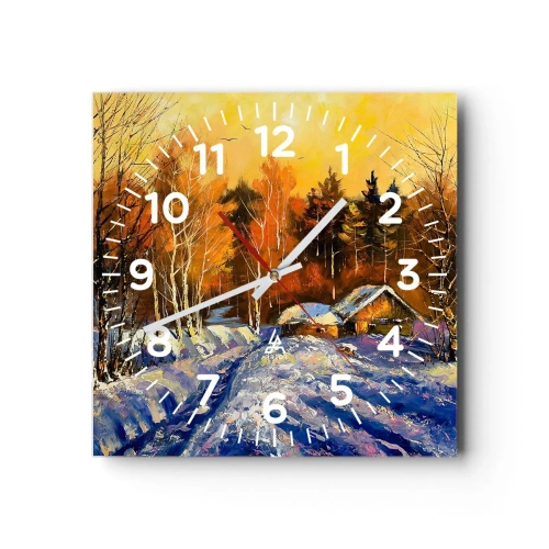 Orologio da parete - Orologio in Vetro - Impressionismo invernale al sole - 40x40 cm
