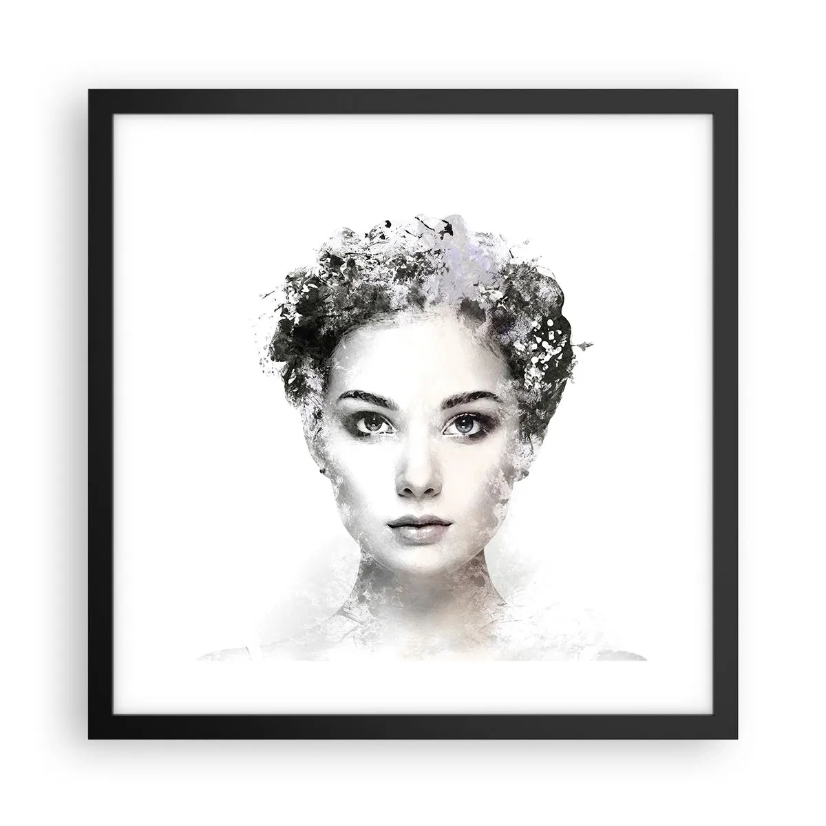 Poster in cornice nera - Ritratto estremamente alla moda - 40x40 cm