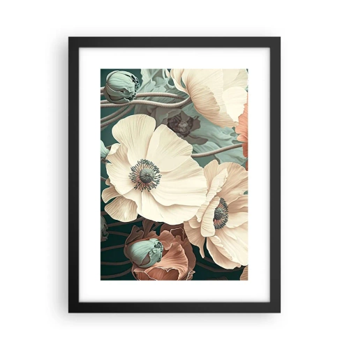 Poster in cornice nera - Il sussurro dei papaveri - 30x40 cm
