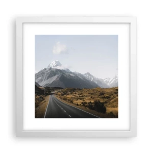 Poster in cornice bianca - Via verso il cuore dei monti - 30x30 cm