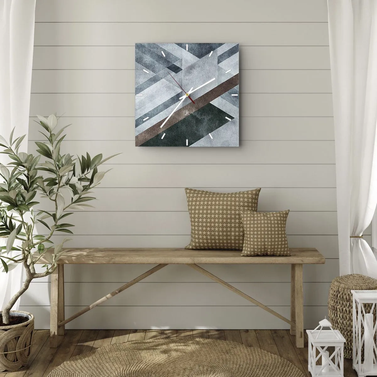 Orologio da parete - Orologio in Vetro - La ricercata eleganza della geometria - 40x40 cm