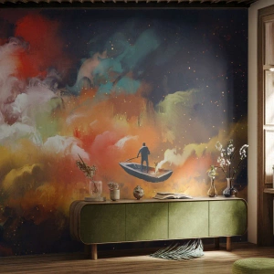 Fotomurali Premium Canvas - In barca attraverso la galassia - Astrazione, Fantasia, Viaggio - 250x175 cm