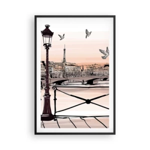 Poster in cornice nera - Sui tetti di Parigi - 61x91 cm