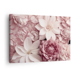 Quadro su tela - Stampe su Tela - Fiori nelle tonalità del rosa e del bianco in un approccio artistico - 70x50cm - Nei petali di rosa - Decorazione murale moderna per soggiorno e camera da letto ARTTOR