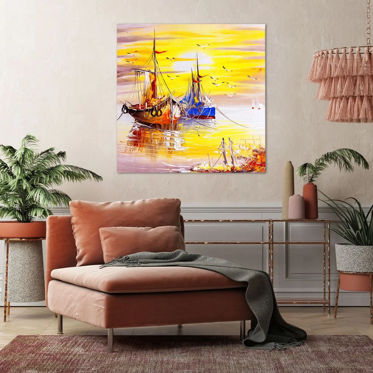 Quadro su tela - Stampe su Tela - Meritato riposo nel porto - 30x30 cm