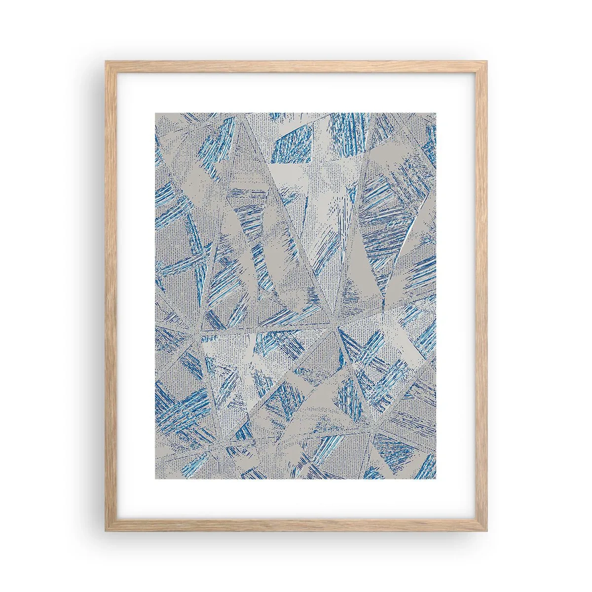 Poster in cornice rovere chiaro - Nel labirinto grigioblu - 40x50 cm