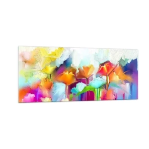 Quadro su vetro - L'arcobaleno è fiorito - 100x40 cm