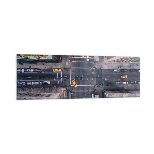 Quadro su vetro - Vista aerea di una trafficata strada cittadina - 160x50cm - Scelta semplice - Decorazione murale moderna per soggiorno e camera da letto ARTTOR