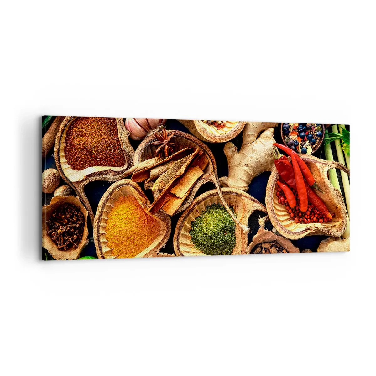 Quadro su tela - Stampe su Tela - Ciotole di spezie di diversi colori - 120x50cm - Prendi quello che vuoi - Decorazione murale moderna per soggiorno e camera da letto ARTTOR