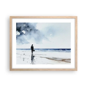 Poster in cornice rovere chiaro - Dialogo con il mare - 50x40 cm