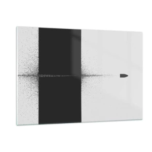 Quadro su vetro - Una composizione astratta in bianco e nero con una linea dinamica - 120x80cm - Dritto allo scopo - Decorazione murale moderna per soggiorno e camera da letto ARTTOR