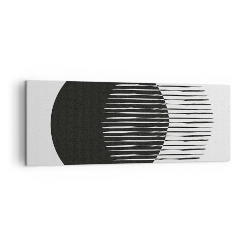 Quadro su tela - Stampe su Tela - Due cerchi sovrapposti con linee bianche e nere - 140x50cm - Il suo alter ego - Decorazione murale moderna per soggiorno e camera da letto ARTTOR