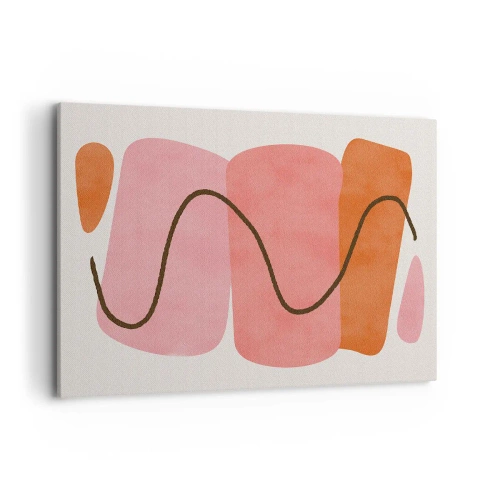 Quadro su tela - Stampe su Tela - Forme astratte nelle tonalità del rosa e dell'arancione - 100x70cm - Il delicato movimento delle forme - Decorazione murale moderna per soggiorno e camera da letto ARTTOR