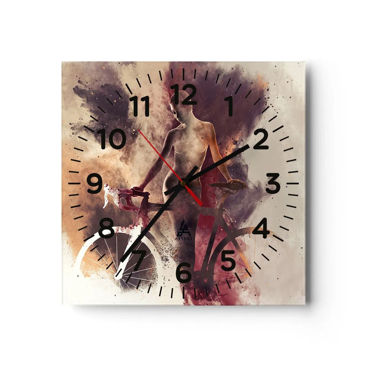 Orologio da parete - Orologio in Vetro - Nelle forme di marmo un'anima da ciclista - 40x40 cm
