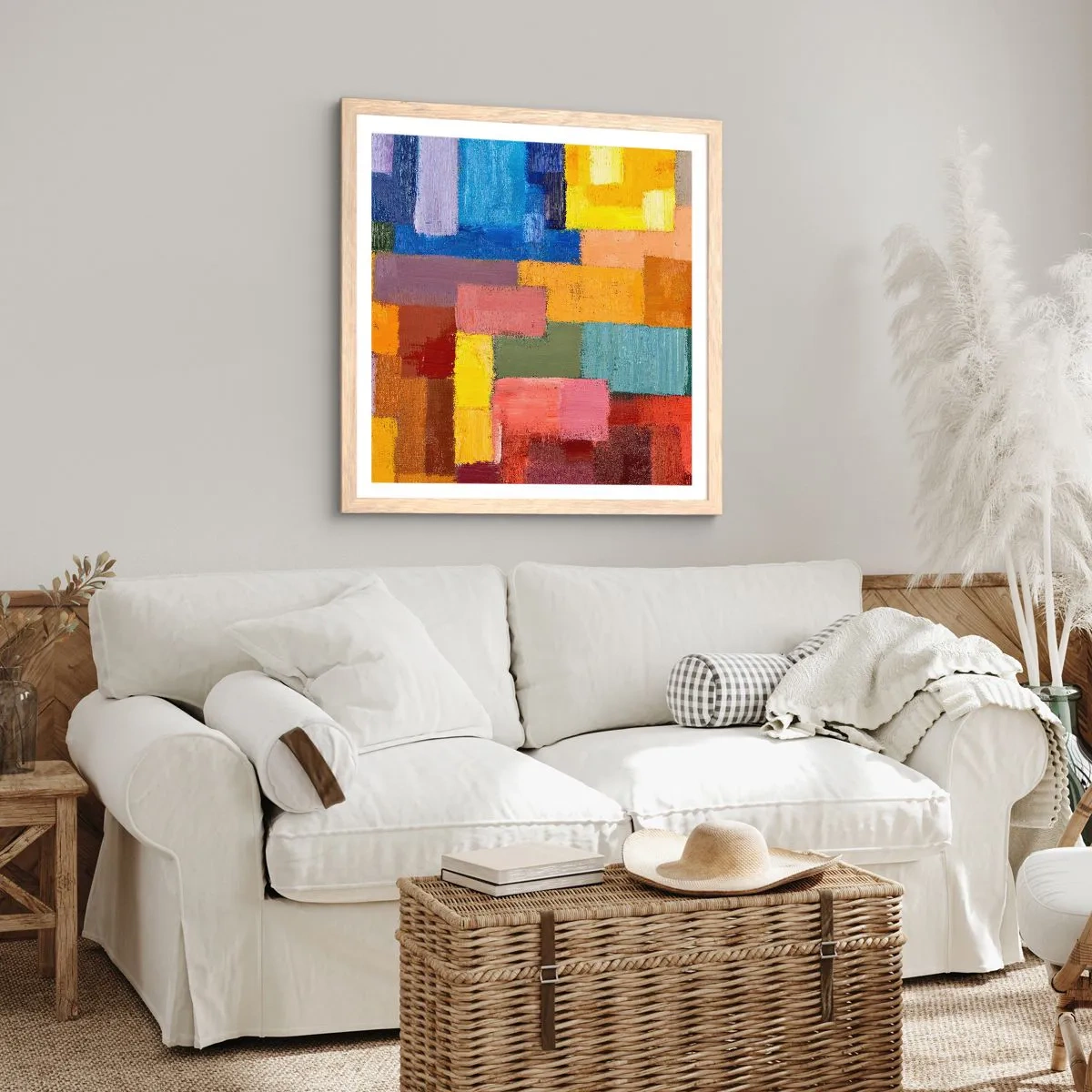 Poster in cornice rovere chiaro - Ognuno diverso, tutti colorati - 50x50 cm