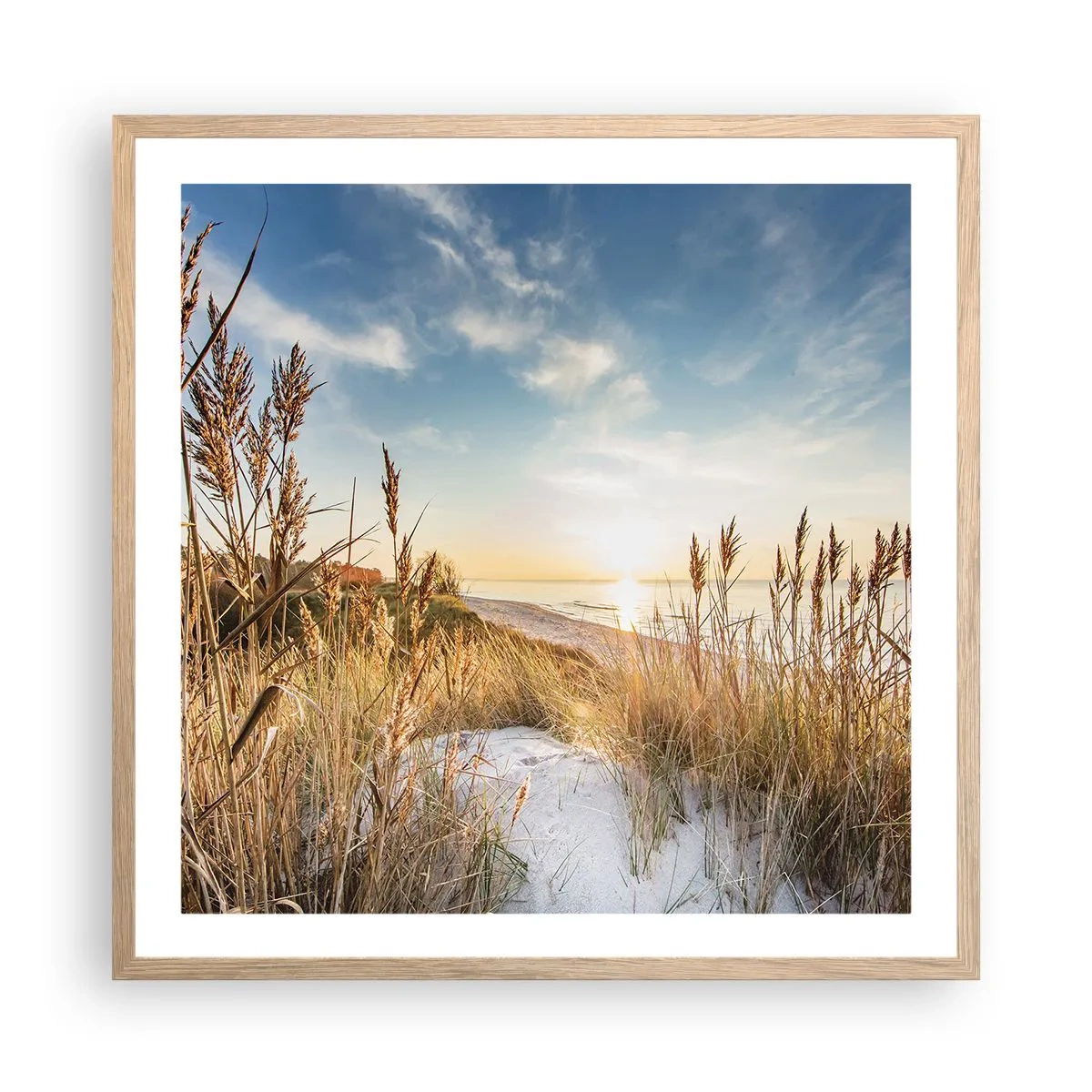 Poster in cornice rovere chiaro - Spiaggia del nord - 60x60 cm