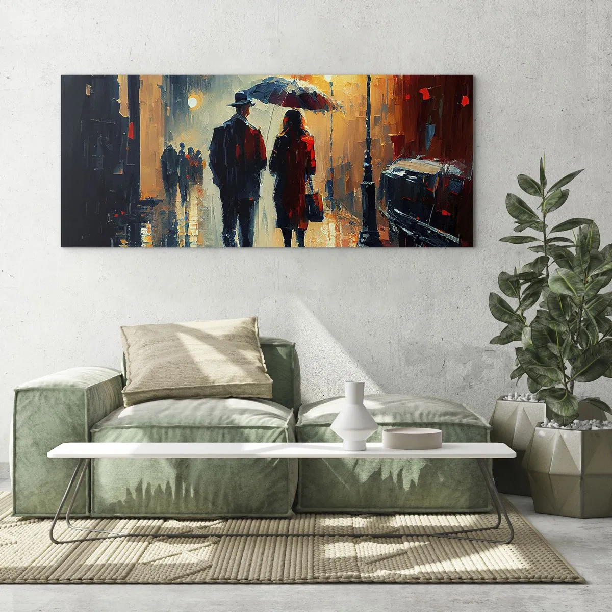 Quadro su vetro - Love story cittadina - 90x30 cm