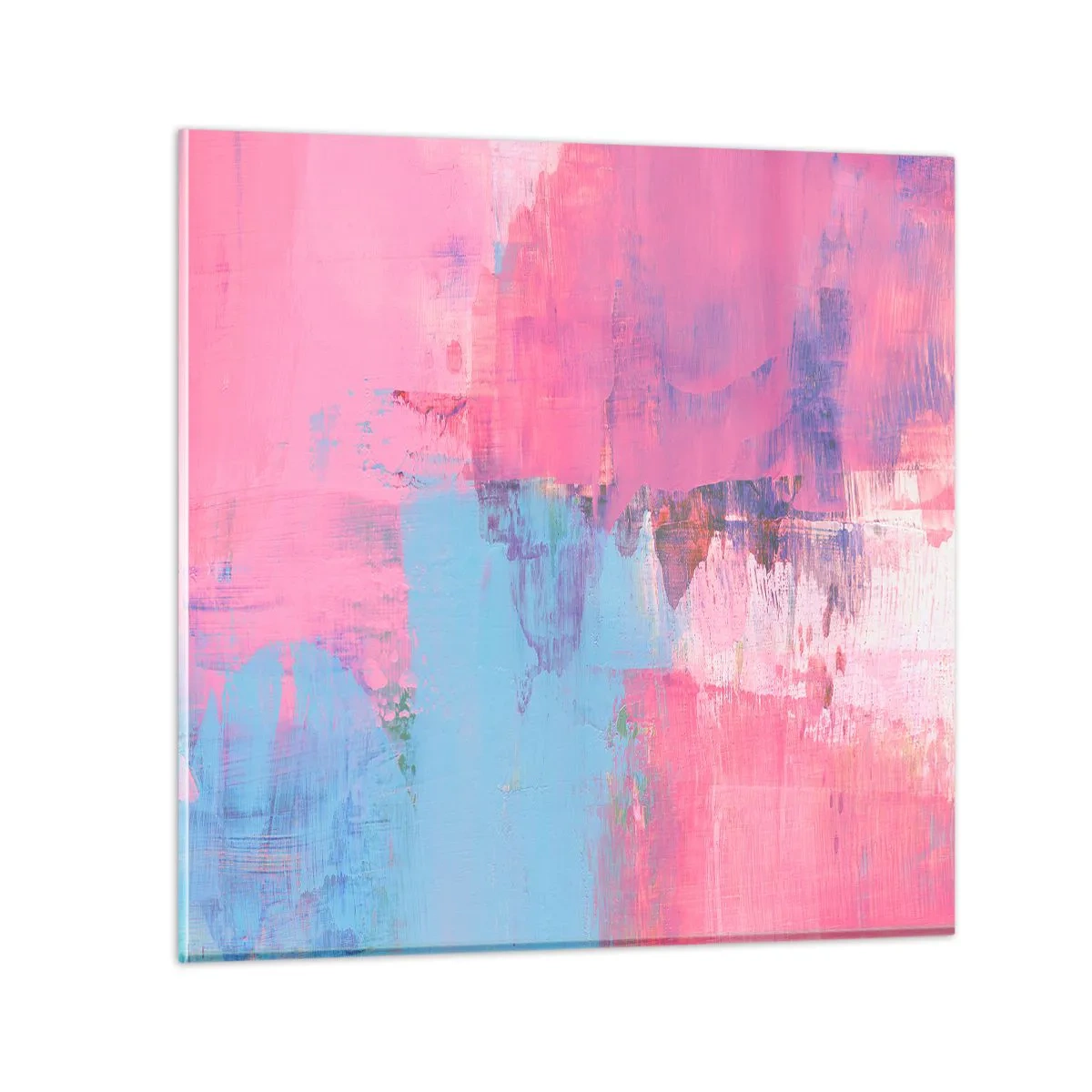 Quadro su vetro - Rosa, blu e un pizzico di luce - 30x30 cm