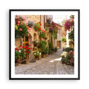 Poster in cornice nera - Un'esplosione di fiori - 60x60 cm