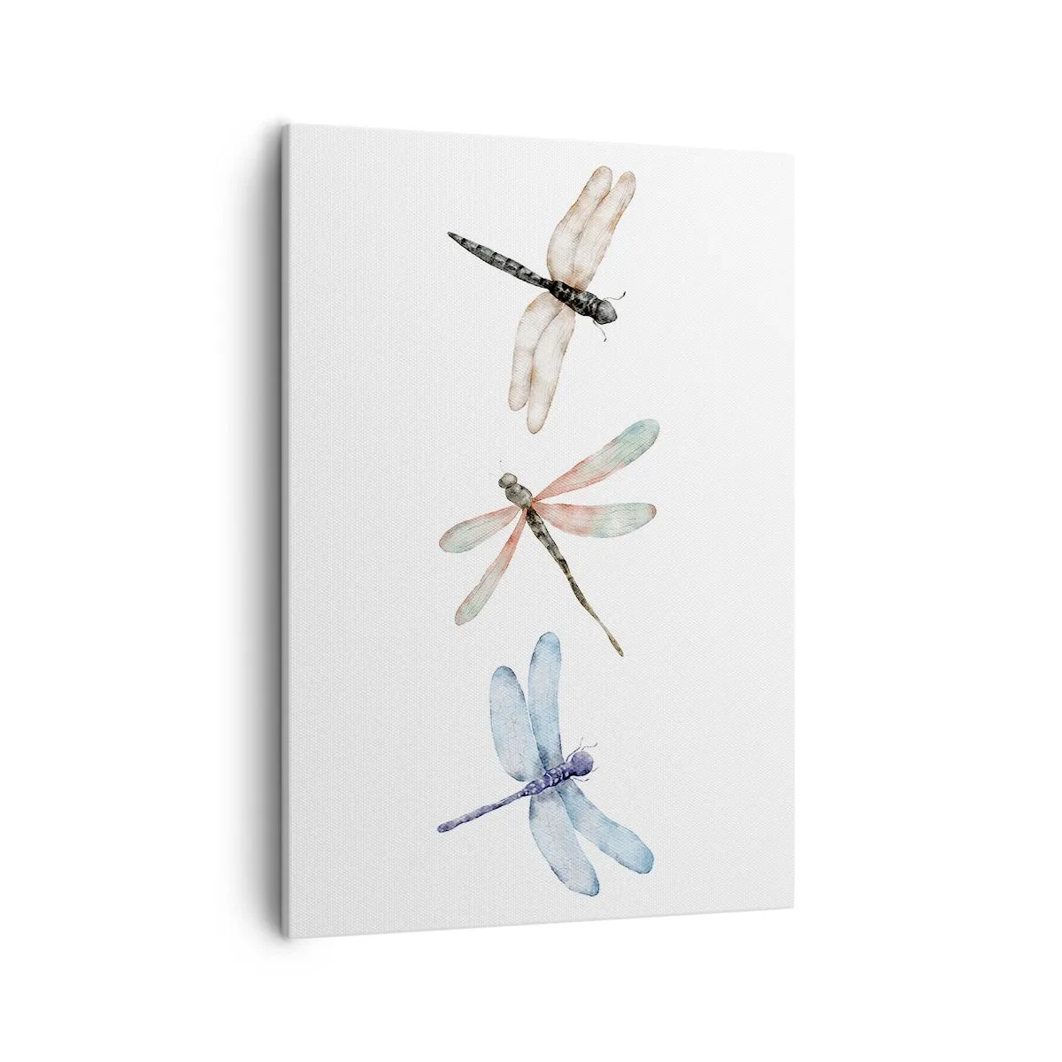 Quadro su tela - Stampe su Tela - Tre libellule dai delicati colori pastello - 50x70cm - Libellule senza peso - Decorazione murale moderna per soggiorno e camera da letto ARTTOR
