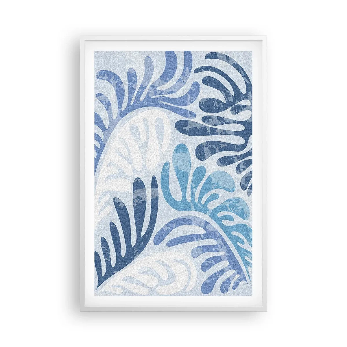 Poster in cornice bianca - Felci blu - 61x91 cm