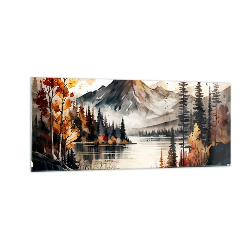 Quadro su vetro - L'autunno dorato sui monti - 100x40 cm