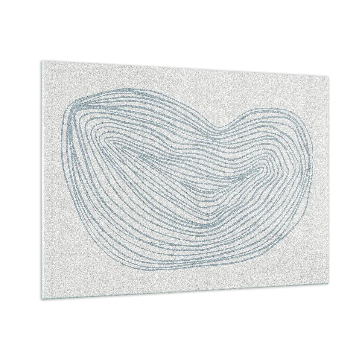 Quadro su vetro - Delicate linee blu creano una forma organica e fluida - 100x70cm - Il sorriso di una goccia - Decorazione murale moderna per soggiorno e camera da letto ARTTOR