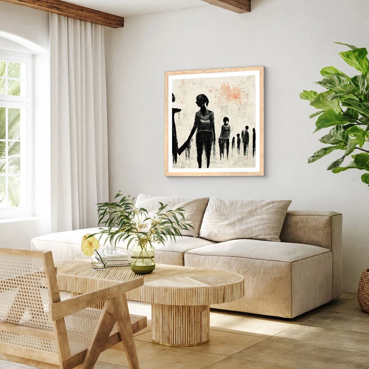 Poster in cornice rovere chiaro - Contro la solitudine - 60x60 cm
