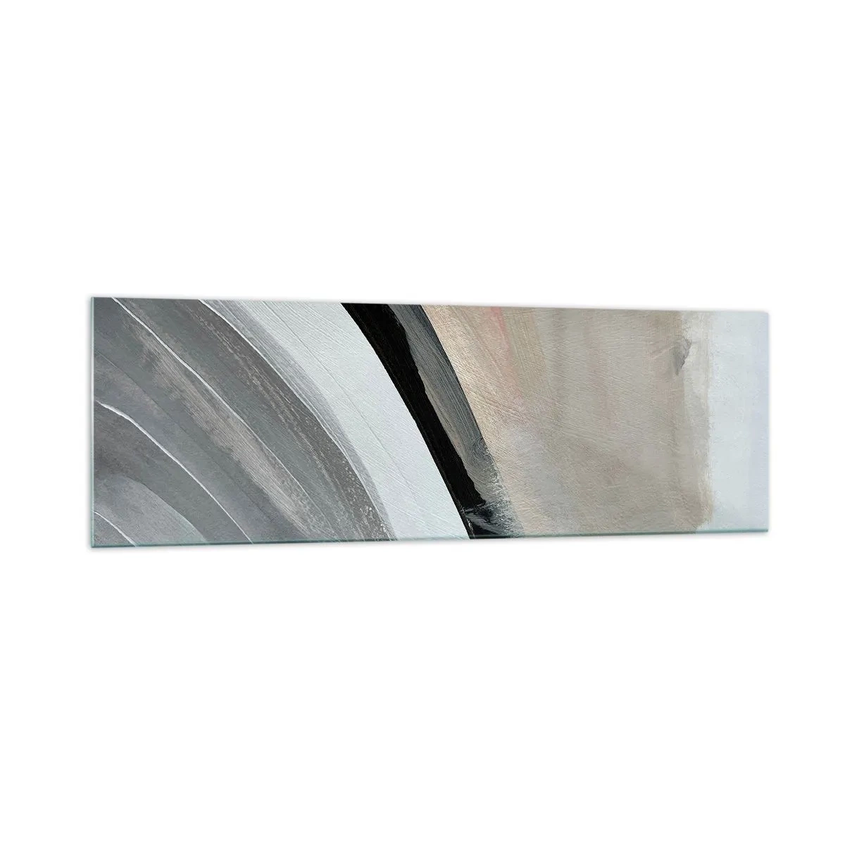 Quadro su vetro - Arco astratto nei toni del nero, grigio e beige - 160x50cm - Composizione: arco di nero e grigio - Decorazione murale moderna per soggiorno e camera da letto ARTTOR