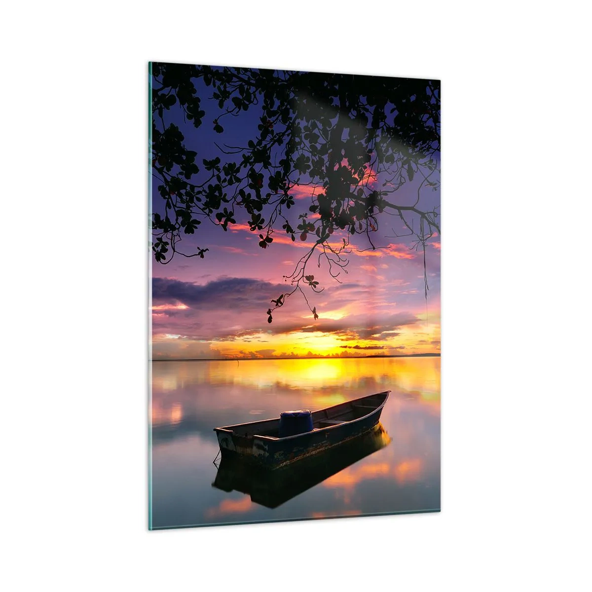 Quadro su vetro - Sembra che tu sia sospeso nel mezzo di un cerchio di cielo... - 50x70cm - Ti sembra di essere sospeso nel cielo... - Decorazione murale moderna per soggiorno e camera da letto ARTTOR