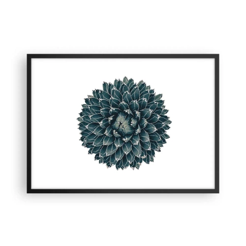 Poster in cornice nera - Pianta succulenta simmetrica su sfondo bianco - 70x50cm - La stella del deserto - Decorazione murale moderna per soggiorno e camera da letto ARTTOR