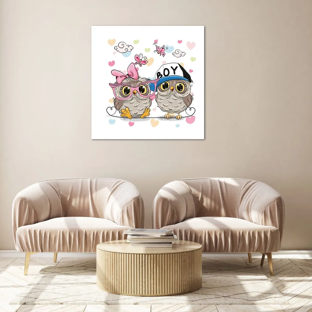 Quadro su vetro - Amiamoci! - 70x70 cm