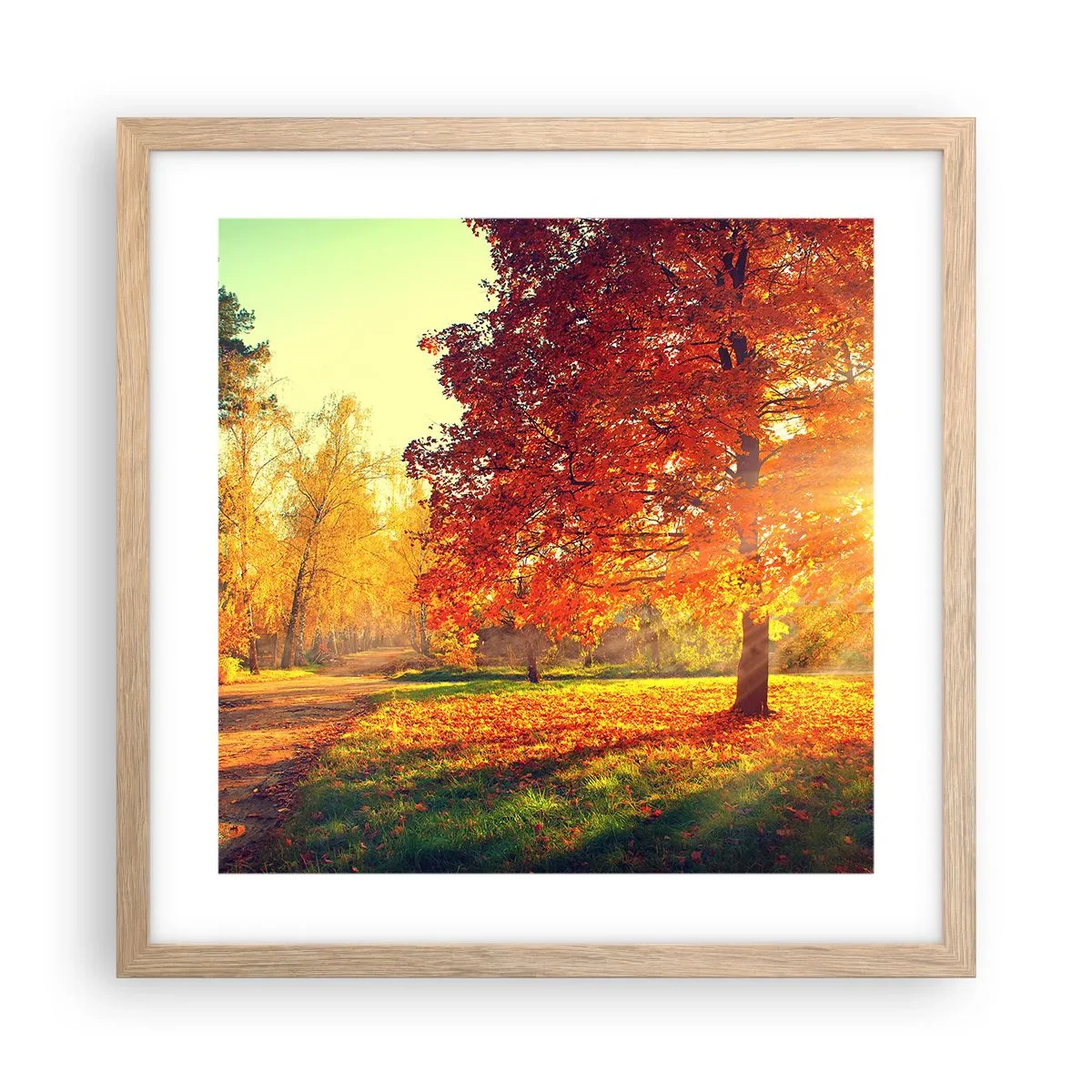 Poster in cornice rovere chiaro - Rosso è bello - 40x40 cm
