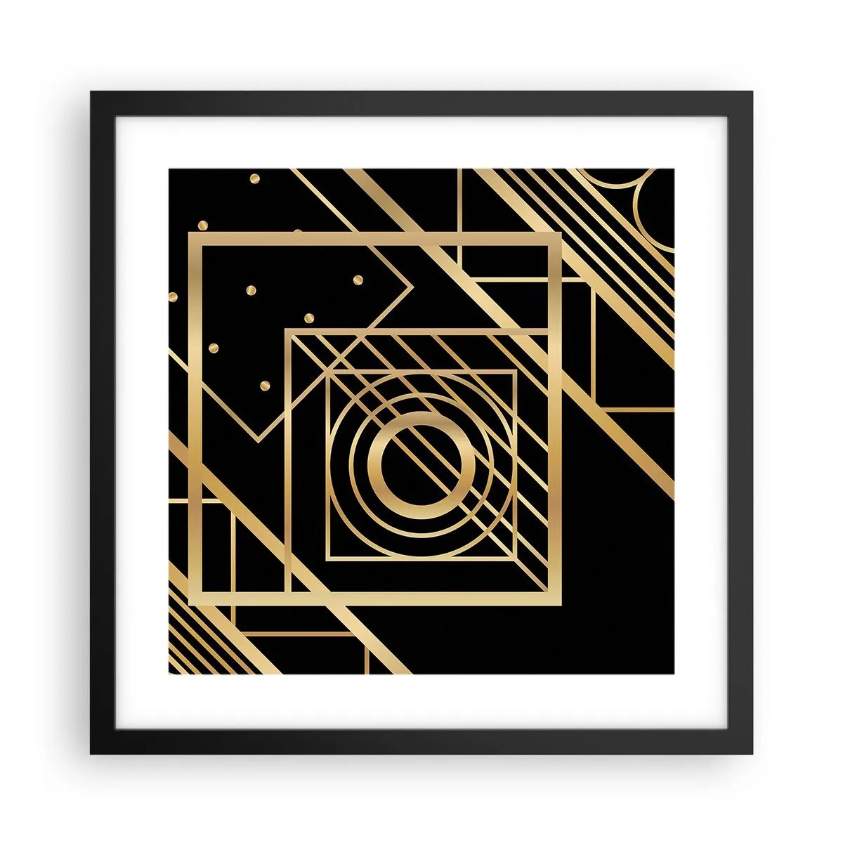 Poster in cornice nera - Geometria dorata - 40x40 cm