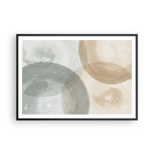 Poster in cornice nera - Composizione astratta in colori pastello con linee - 100x70cm - Compenetrazione di mondi - Decorazione murale moderna per soggiorno e camera da letto ARTTOR