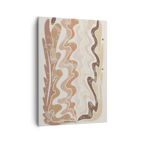 Quadro su tela - Stampe su Tela - Linee astratte ondulate in tonalità beige - 50x70cm - Buona energia - buone emozioni - Decorazione murale moderna per soggiorno e camera da letto ARTTOR