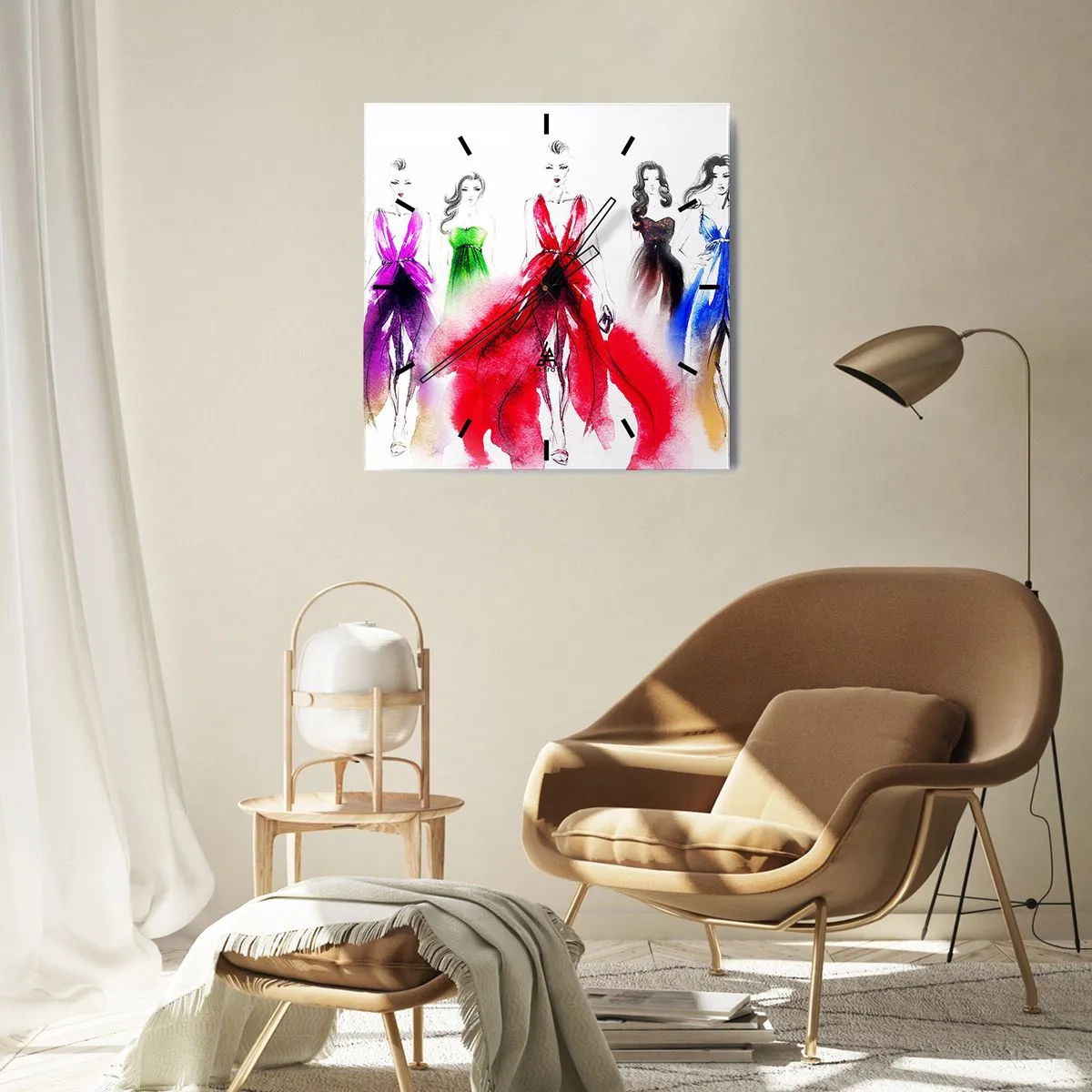 Orologio da parete - Orologio in Vetro - Voglia di vestiti - 40x40 cm