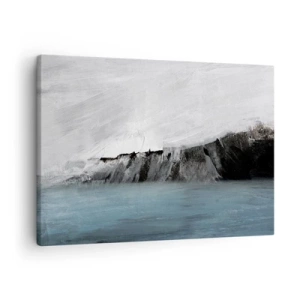 Quadro su tela - Stampe su Tela - Paesaggio astratto con acqua e una costa rocciosa - 70x50cm - Acqua-terra: lo scontro degli elementi - Decorazione murale moderna per soggiorno e camera da letto ARTTOR