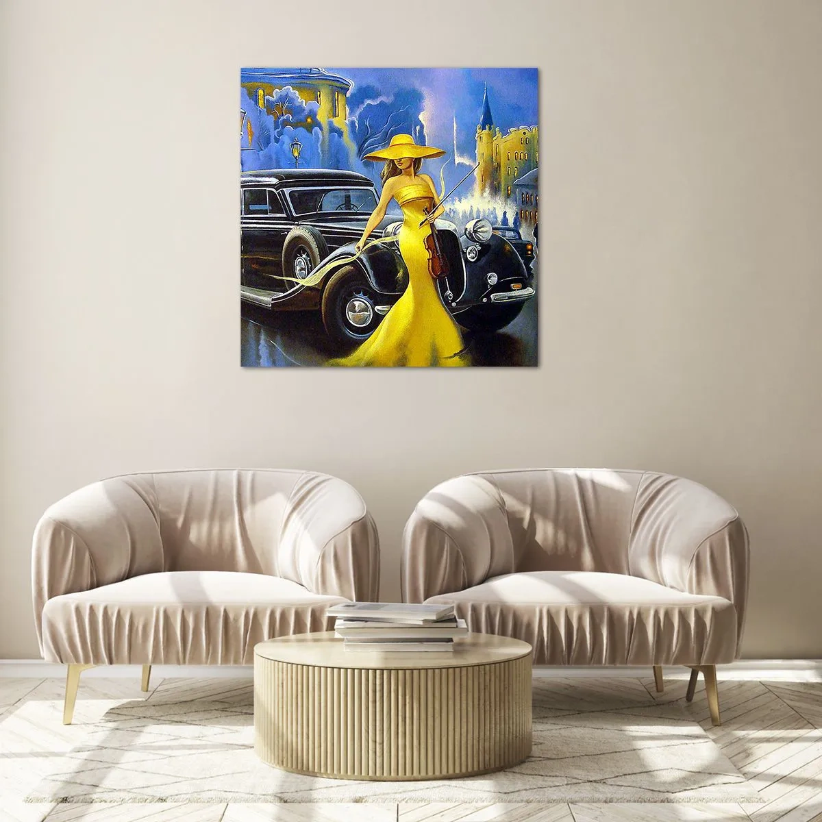 Quadro su vetro - Notturno per violino e amore - 60x60 cm